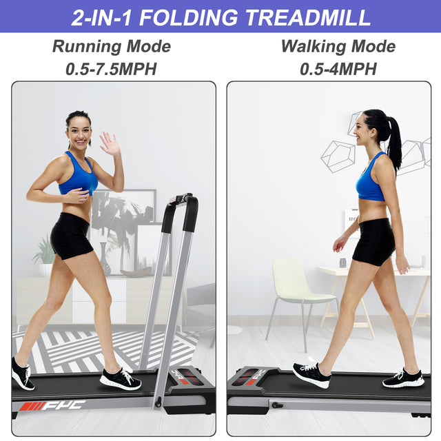 FYC 2 in 1 Under Desk Treadmill - 2.5 HP Folding Treadmill for Home, Installation-Free Foldable Treadmill Compact Electric Running Machine, Remote Control & LED Display Walking Running Jogging