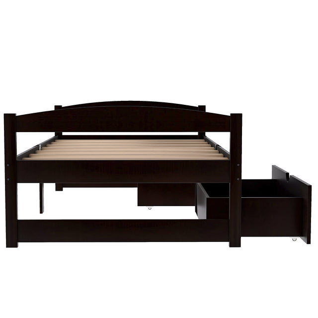 Twin size platform bed, with two drawers, espresso（New）