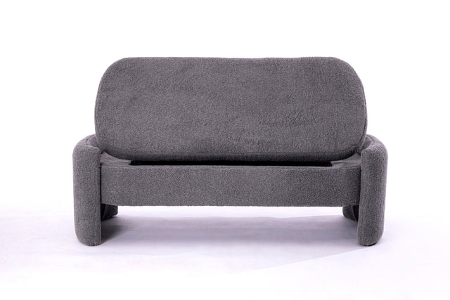 2152 Footstool with storage function gray teddy fabric suitable for hallway bedroom  living room
