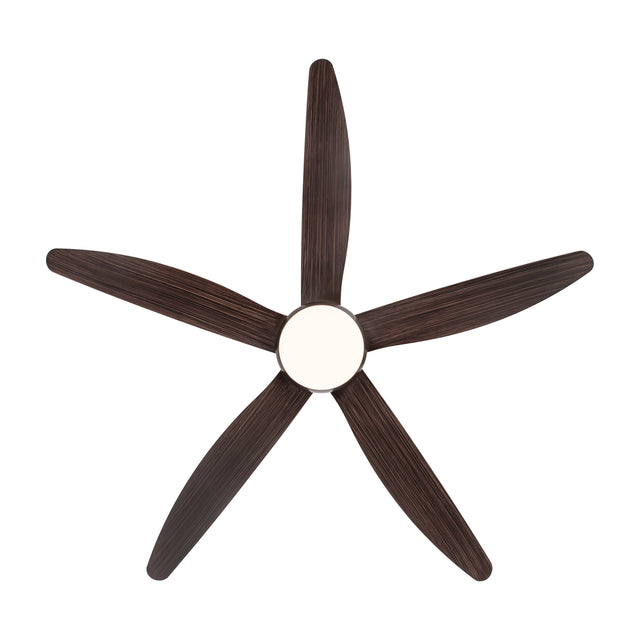 56 In Intergrated LED Ceiling Fan Lighting with Brown Wood Grain ABS Blade