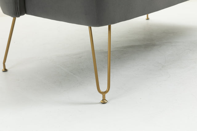 Twin Size Love seat Accent Sofa with Golden Metal Legs, Living Room Sofa with Tufted Backrest, 600 Pounds Weight Capacity