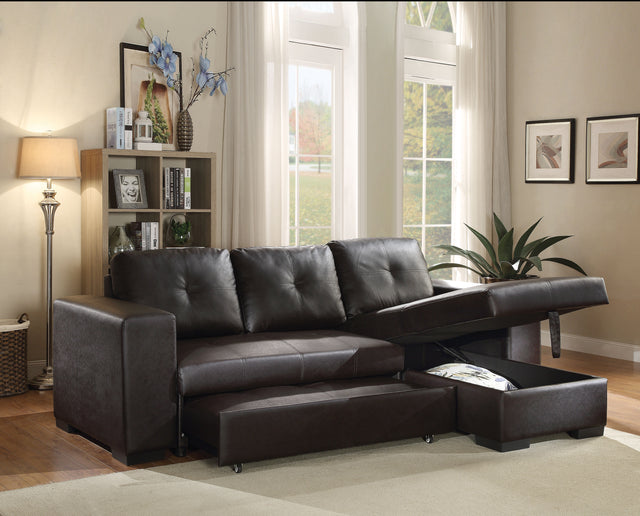 ACME Lloyd Sectional Sofa w/Sleeper in Black PU 53345