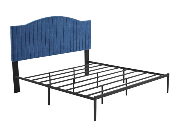 B111 King bed Beautiful line stripe cushion headboard  Strong iron frame with high temperature paint