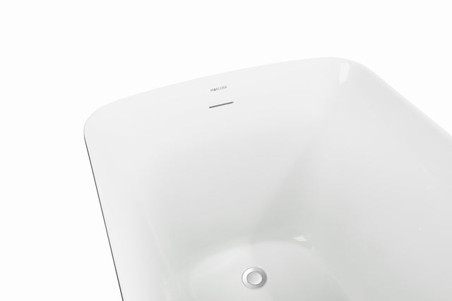 47" 100% Acrylic Freestanding Bathtub，Contemporary Soaking Tub，white inside and gray outside