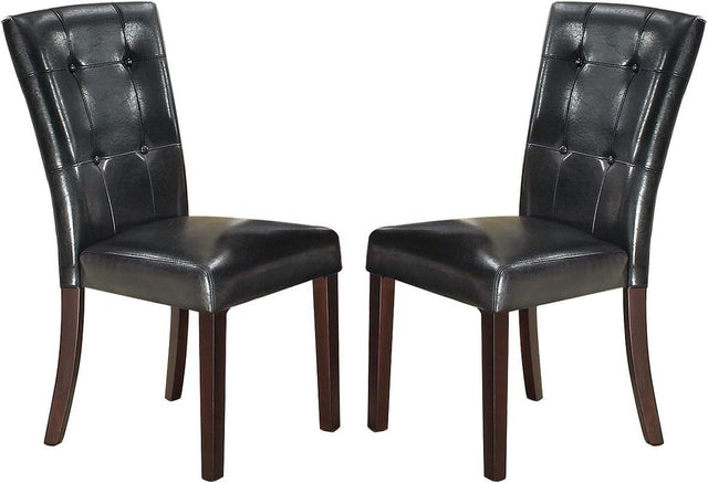 Modern Parson Chairs Black Faux Leather Tufted Set of 2 Side Chairs Dining Seatings