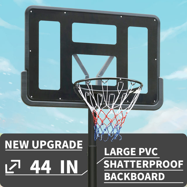 Portable Basketball Hoop Height Adjustable basketball hoop stand 6.6ft - 10ft with 44 Inch Backboard and Wheels for Adults Teens Outdoor Indoor