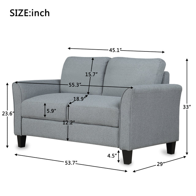 Living Room Furniture Love Seat Sofa Double Seat Sofa (Loveseat Chair)(Gray)