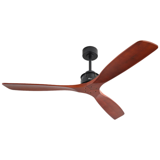 Elegant Ceiling Fan with Remote Control,3 Mahogany Solid Wood Blades,60 Inches Suitable for Indoor and Outdoor