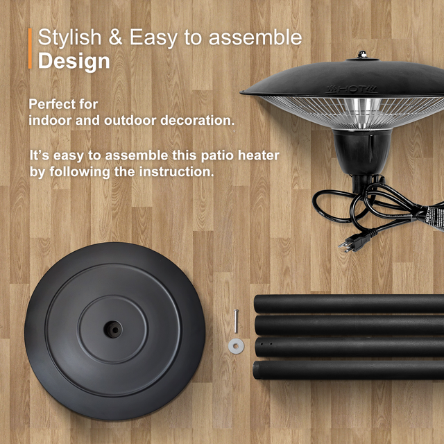 Simple Deluxe 1500W Patio Heater,Outdoor Patio Heater,Outdoor Electric Heater,Infrared Heater for Patios and Balconies, Camping, Tailgating 77.65" * 17"* 16.5"