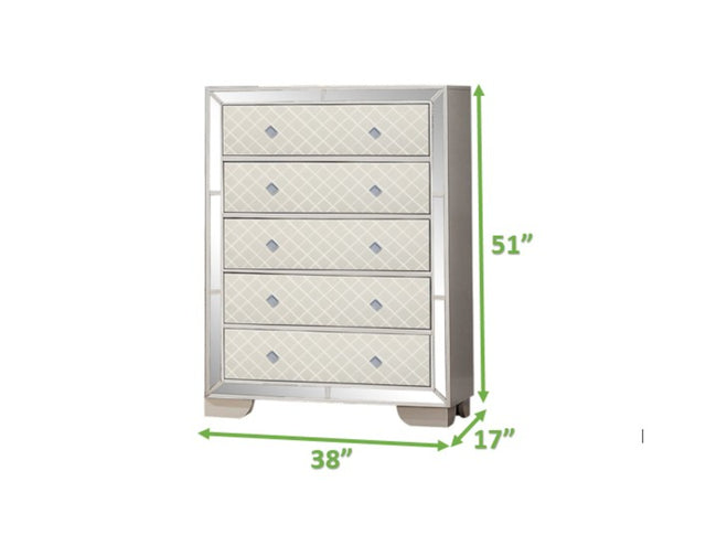 Madison Upholstery Chest Made With Solid Wood in Beige Color