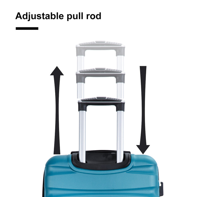Expandable 3 Piece Luggage Sets ABS Lightweight Suitcase with Two Hooks, Spinner Wheels, TSA Lock, (20/24/28) Cyan