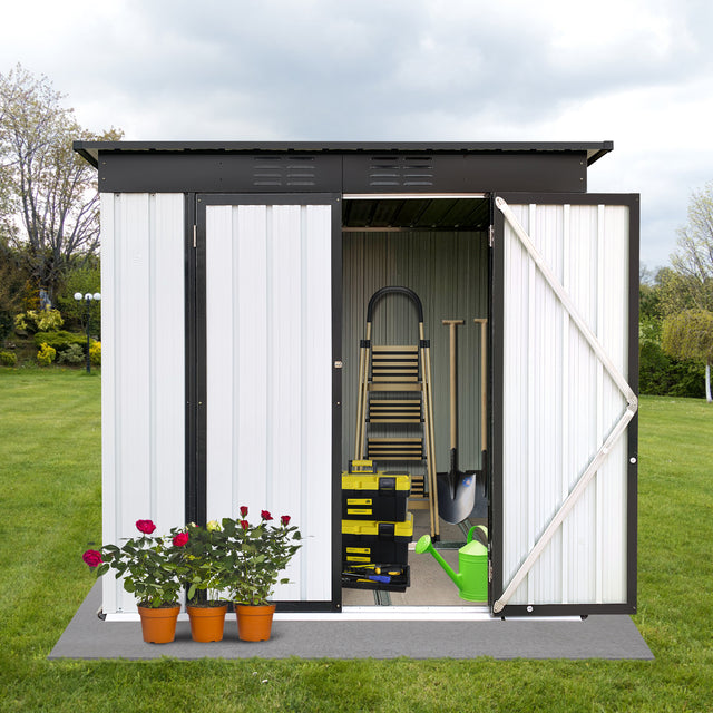 Outdoor storage sheds 4FTx6FT Pent roof White+Black