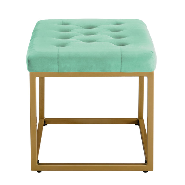 Velvet Shoe Changing Stool,Light green Footstool, Square Vanity Chair, Sofa Stool,Makup Stool .Vanity Seat ,Rest Stool. Piano Bench.Suitable for Clothes Shop,Living Room, Porch, Fitting Room Bedroom