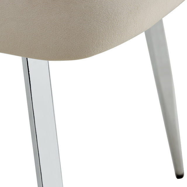 Modern Dining Chairs, Velvet Accent Chair, Living Room Leisure Chairs, Upholstered Side Chair with Metal Legs for Dining Room Kitchen Vanity Patio Club Guest (Set of 2) （Light Beige Office Chairs）