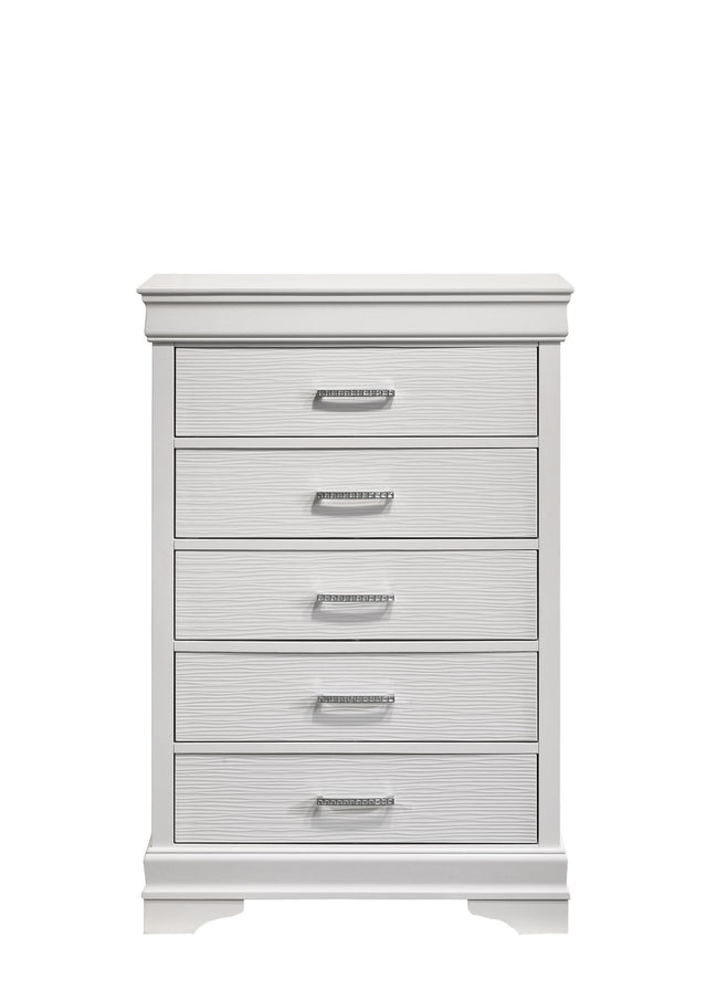 Modern Brooklyn 5 Drawers Chest made with Wood in White