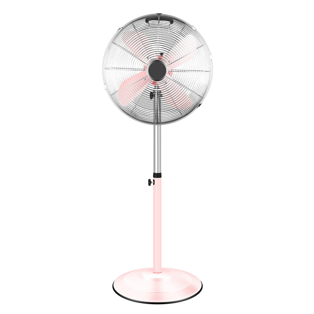 16 Inch High Velocity Stand Fan, Adjustable Heights, 75°Oscillating, Low Noise, Quality Made Fan with 3 Settings Speeds, Heavy Duty Metal for Industrial, Commercial, Residential, Color: Pink