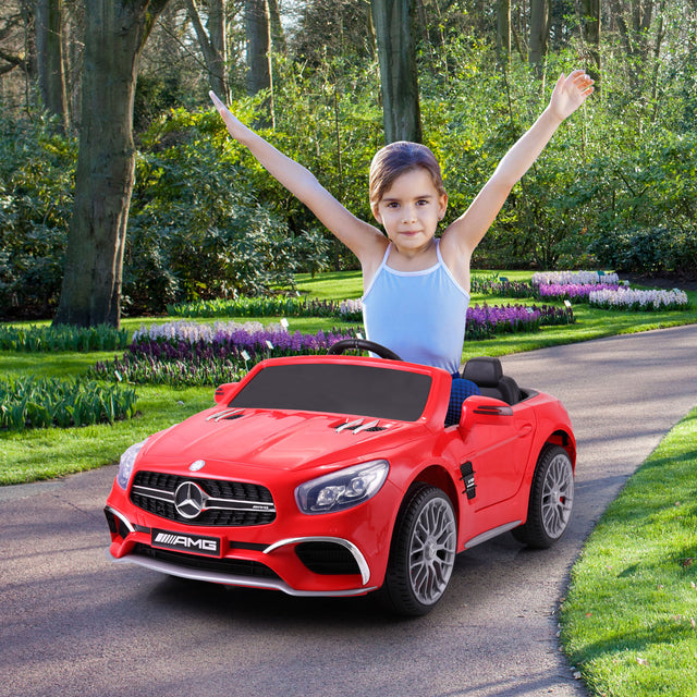 12V Mercedes-Benz Licensed Electric Kids Ride on Car, Battery Powered Vehicle with LED Lights, Music, USB, MP3, Spring-Suspension RC 4-Wheeler, Red