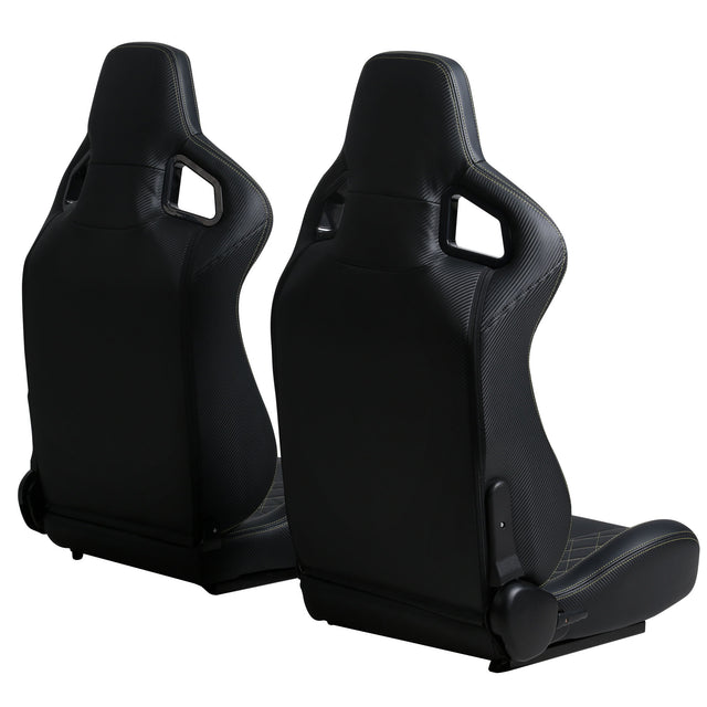 2-Piece Ergonomic Racing Seats with Adjustable Double Slides,PVC Racing Simulator Game Seats,Black