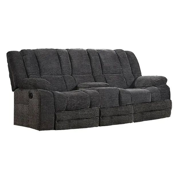 Chicago Manual Recliner Loveseat with Chenille Fabric in Dark Gray