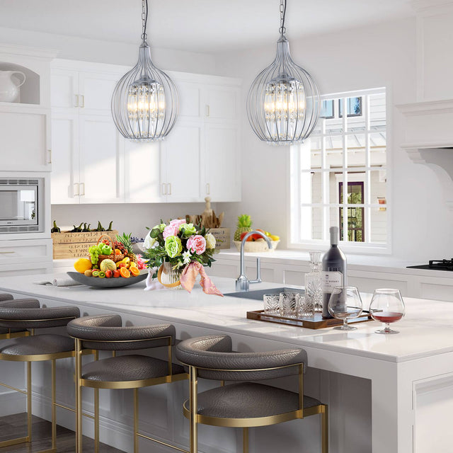 Modern American spherical crystal chandelier -3 bulbs -E12 lamp holder