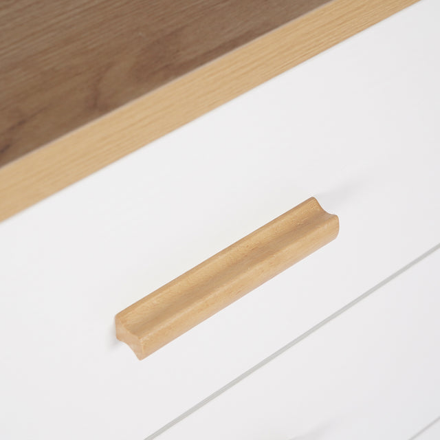 Three Drawer Storage Cabinet  Dresser Bedside Table Chest Simple Bedroom Furniture Solid Wood Feet and Handles Fashionable Bedside Cabinet