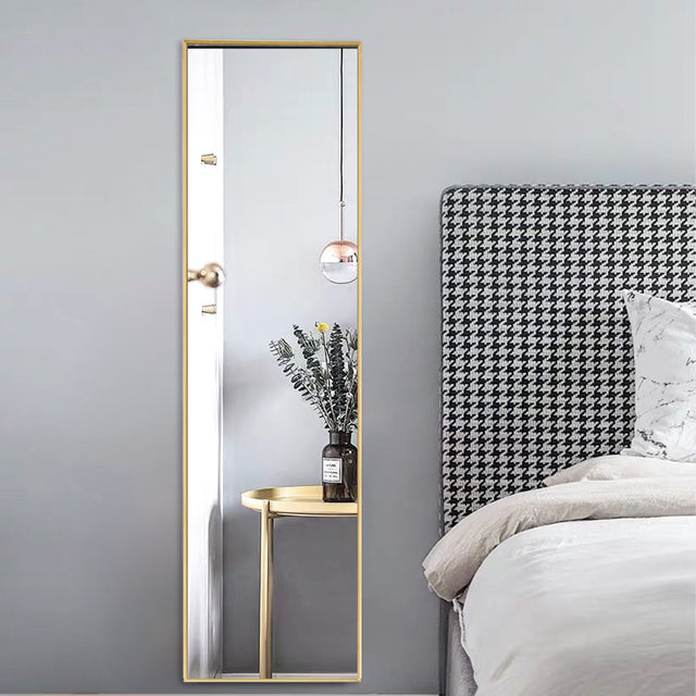 Full Length Mirror with Hanging Hooks for Door, Wall Mounted Decoration Dressing Mirror, Gold, 50” x 14”