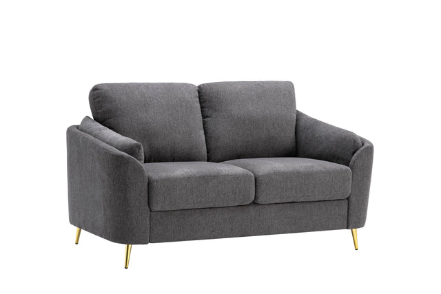 Contemporary 1pc Loveseat Dark Gray with Gold Metal Legs Plywood Pocket Springs and Foam Casual Living Room Furniture