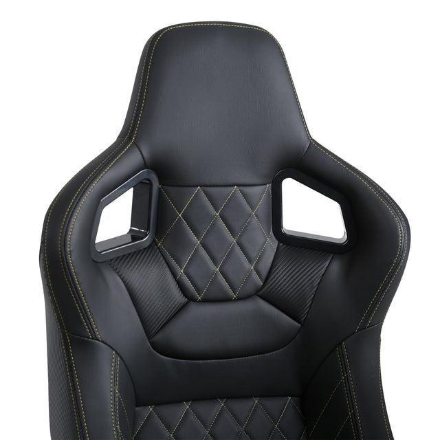 2-Piece Ergonomic Racing Seats with Adjustable Double Slides,PVC Racing Simulator Game Seats,Black