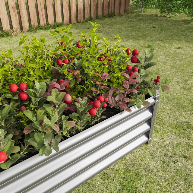 Metal Raised Garden Bed, Rectangle Raised Planter 4×2×1ft  for Flowers Plants, Vegetables Herb Veezyo Silver