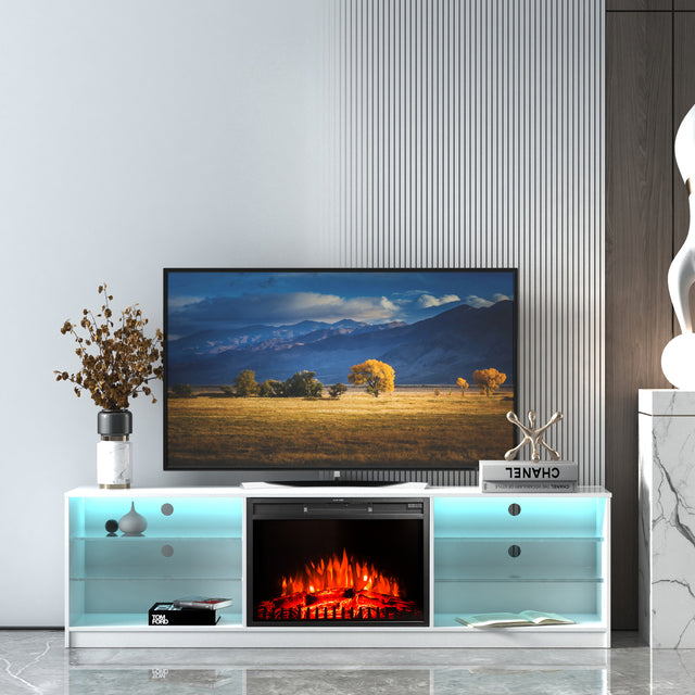 Electric Fireplace TV Console,White