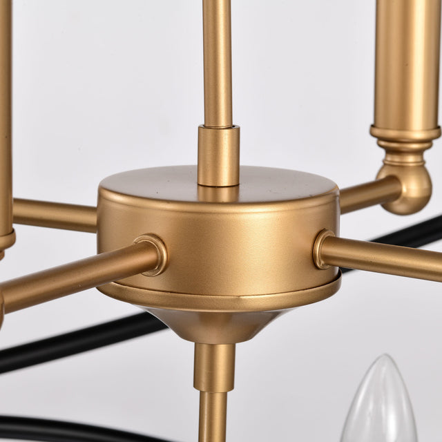 【Video】Transitional Gold/Matte Black Metal Chandelier Fixture，8 lights ，2-Tier-Candle Ceiling Light for Living Room, Bedroom, Dining Room，Dimmable，E12，W23.6*H55