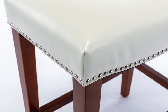 White Leather Barstool 2 pcs Set - 30 inch Seater height