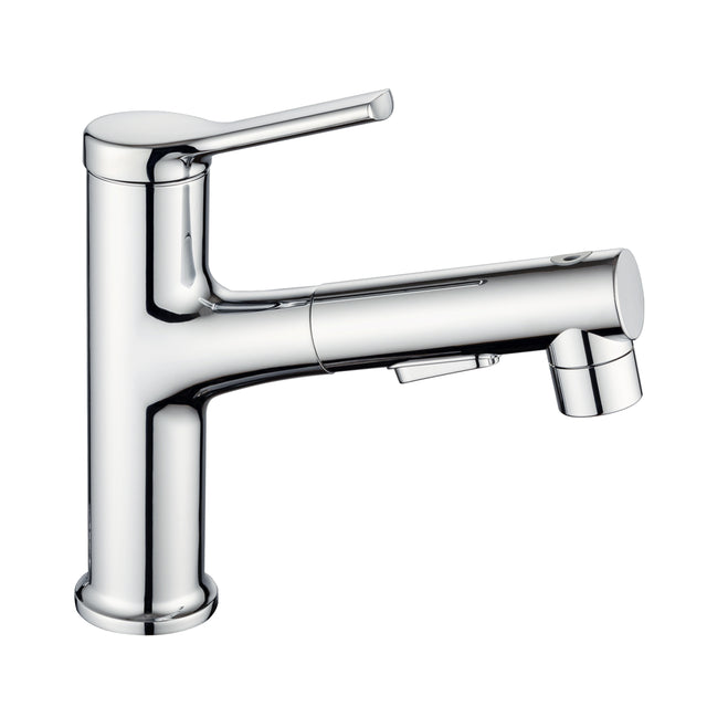 Single Hole Bathroom Faucet with Pull Out Sprayer, Dual Spray Modes, Solid Brass Polished Chrome Bathroom Faucet for Sink, Modern One Handle Bath Vanity Faucet with Face Basin Mixer Tap\\nVisit the YI