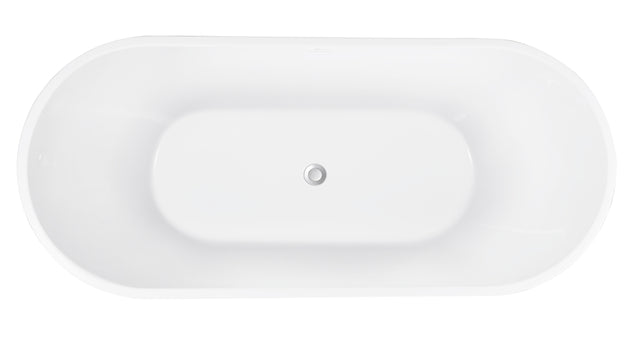 59" 100% Acrylic Freestanding Bathtub，Contemporary Soaking Tub，white inside and gray outside