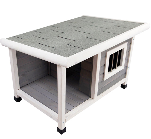 Dog House Outdoor with Balcony, Durable and Thicken Panel, Waterproof Roof, Small Dog House