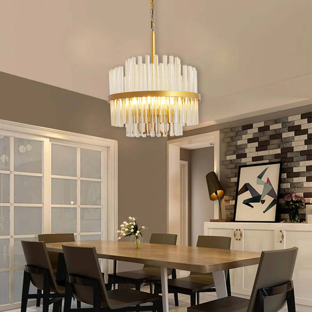 Modern American cylindrical crystal chandelier-4 bulbs -E12 lamp holder