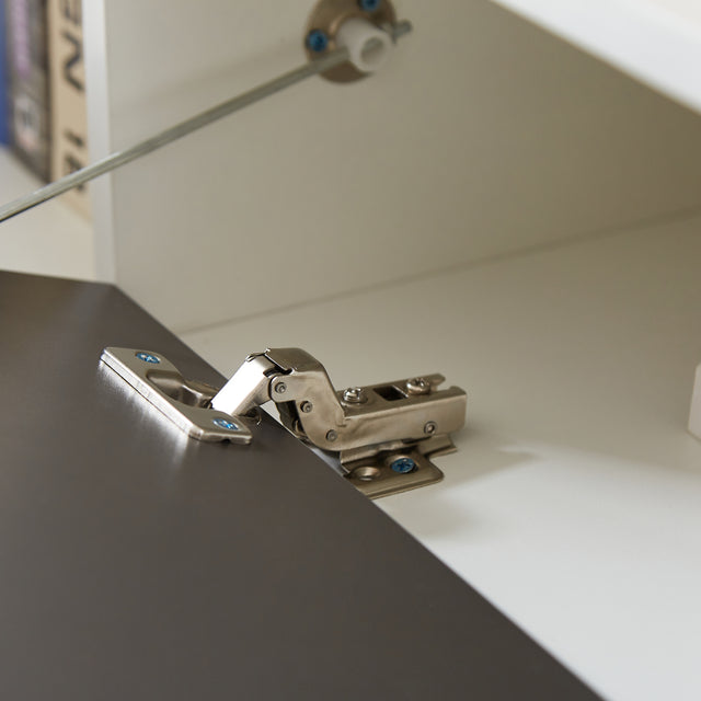 20 minutes quick assemble WHITE+GRAY morden TV Stand with LED Lights,high glossy front TV Cabinet,can be assembled in Lounge Room, Living Room or Bedroom,color:WHITE+Dark Grey