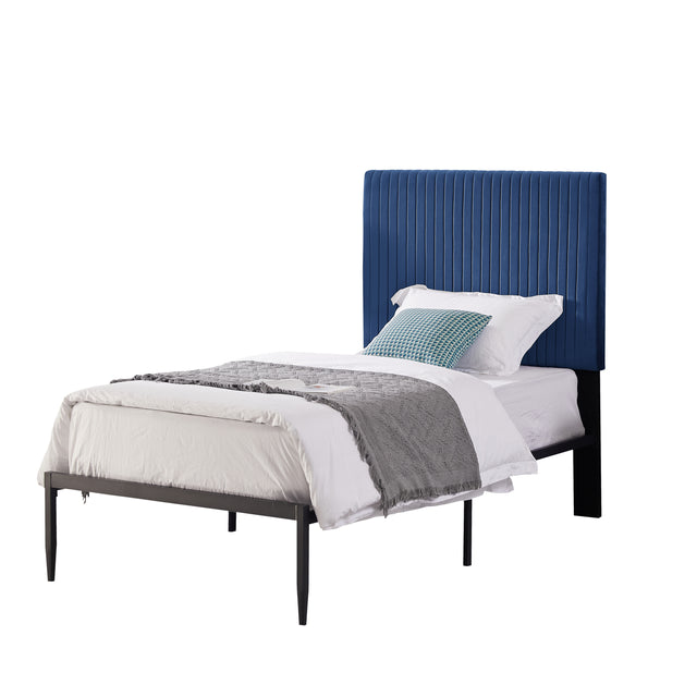 B110 Twin bed Beautiful line stripe cushion headboard  Strong iron frame with high temperature paint