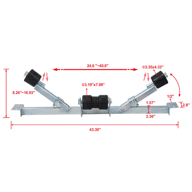 Boat Trailer Bottom Support Bracket with Keel Rollers capacity  2204lbs