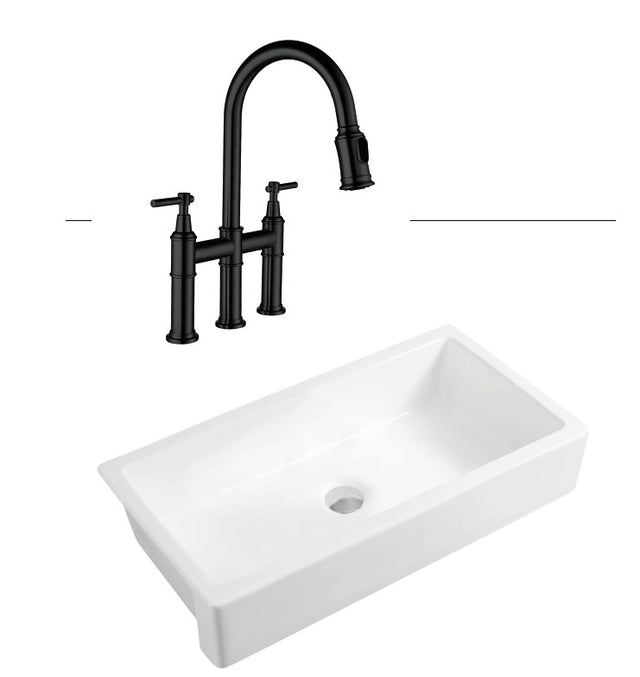 30" L x 19" W Farmhouse Kitchen Sink with kitchen faucet
