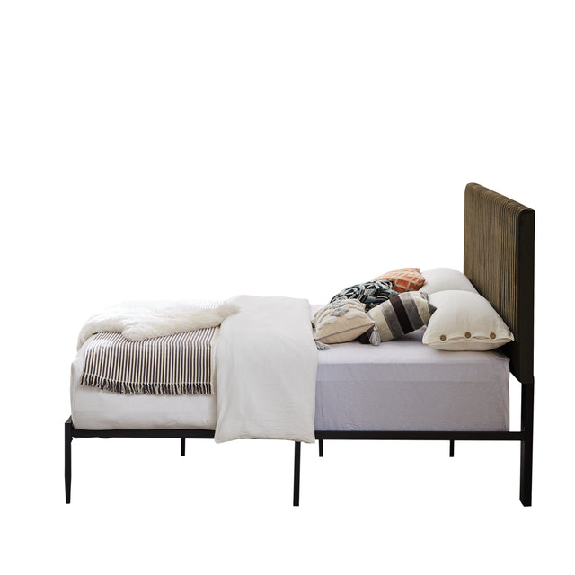 B110 Full bed Beautiful line stripe cushion headboard  Strong iron frame with high temperature paint