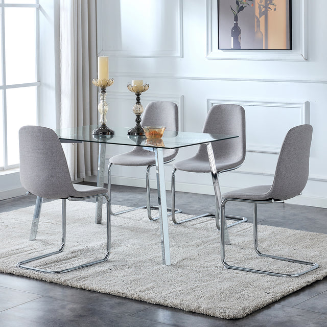 Dining Chairs Set of 4,Spoon shape Modern Style Dining Kitchen Room Upholstered Side Chairs， Accent Chairs with Soft Linen Fabric Cover Cushion Seat and plating Metal Legs Light Grey office chair