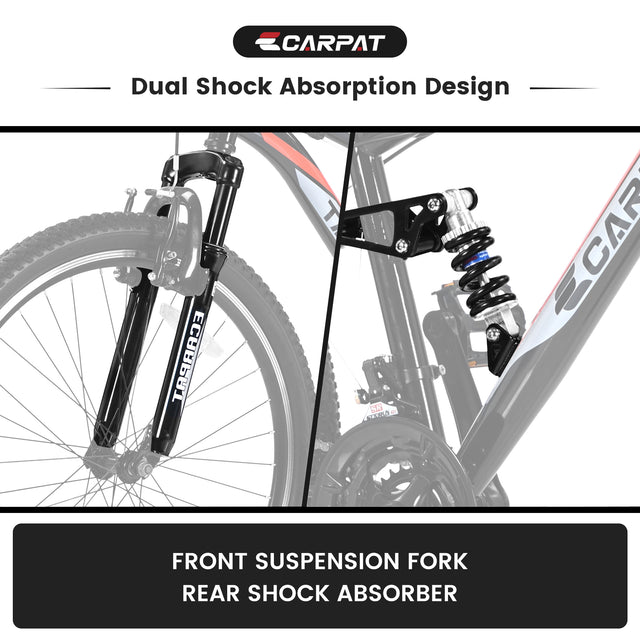 S26206 26" 21-Speed Bicycle for Adult, Front and rear shock absorption, Camping Bicycle, Height Adjustable ,Mountain Bicycle for Roadways, Mountains bike