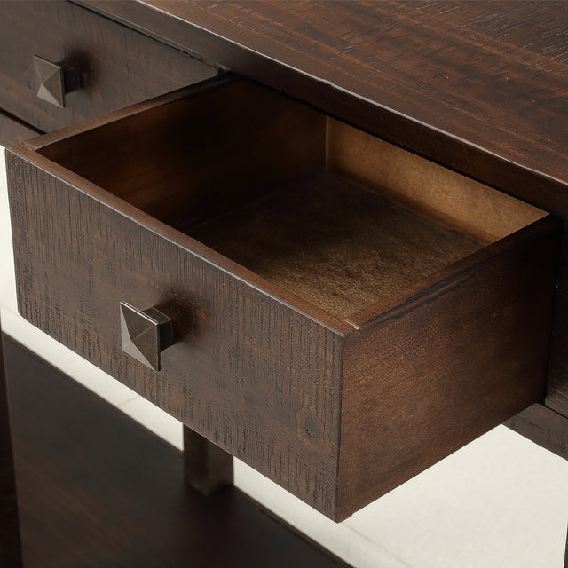 TREXM Rustic Brushed Texture Entryway Table Console Table with Drawer and Bottom Shelf for Living Room（Espresso）