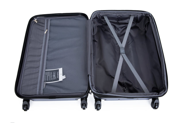 Expandable 3 Piece Luggage Sets ABS Lightweight Suitcase with Two Hooks, Spinner Wheels, TSA Lock, (20/24/28) Blue