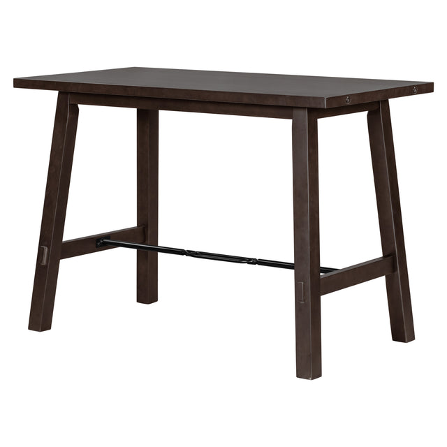 TREXM Counter Height Dining Table Solid Wood & Metal Dining Table for Small Space (Espresso)