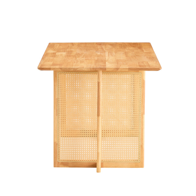 Dining Table.Chinese-style Rural Retro MDF Dining Table, Simple Modern Imitation Rattan Dining Table, Wooden Dining Table, Office Table.Suitable for Dining Room, Living Room and Office