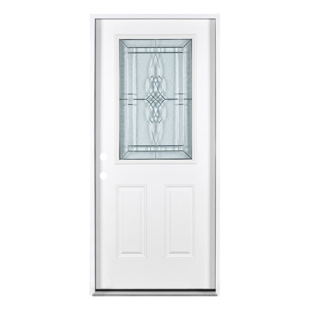 37.5inx81.5in Right Hand Inswing Decorative Glass- Zinc Caming  Fiber Glass Prehung Entry Door .