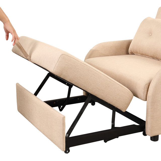 pull out sofa sleeper 3 in 1 with 2 wing table and usb charge for nap line fabric for living room recreation room Beige
