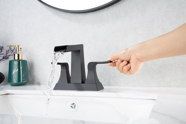 2-Handle Lavatory Faucet Brushed Nickel Bathroom Sink Faucet with Metal Pop-up Drain and Faucet Supply Lines